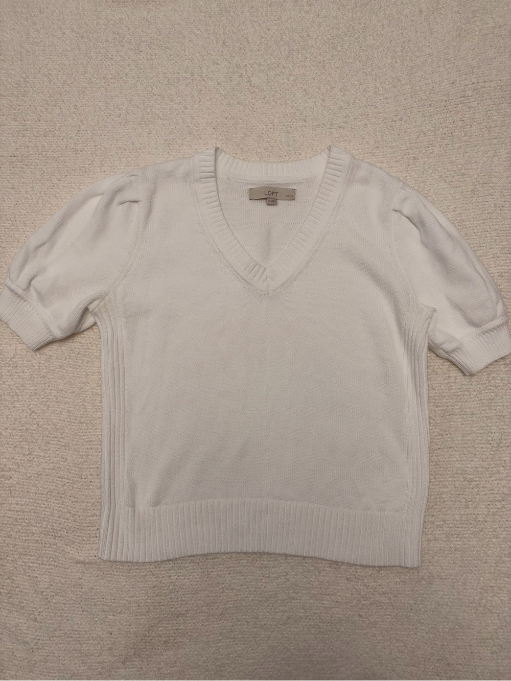 Loft White v neck sweater shirt
